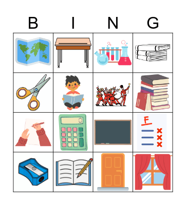 School Supplies Bingo Card