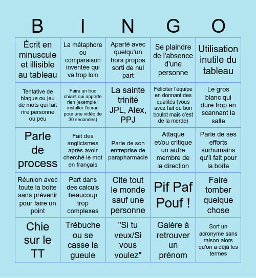 Paf pif pouf Bingo Christophe ! Bingo Card
