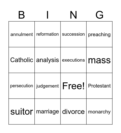 The Tudors (1) Bingo Card