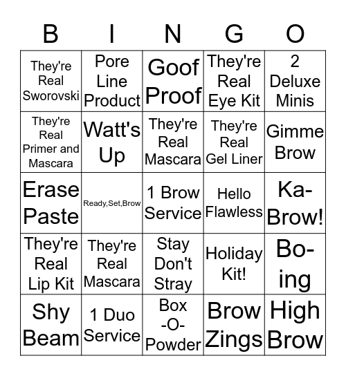 Benefit They're Real Bingo Card