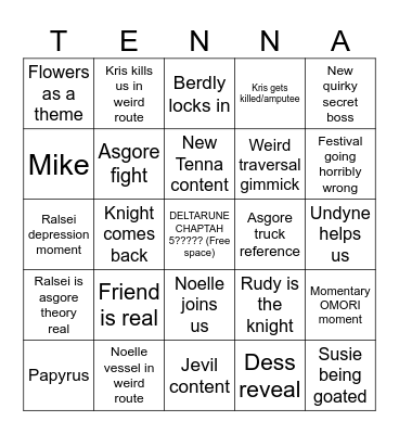 Chapter 5 deltarune bingo Card