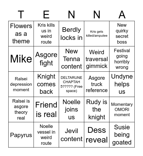 Chapter 5 deltarune bingo Card