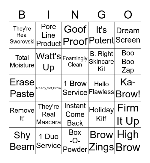 Benefit B. Right Bingo Card