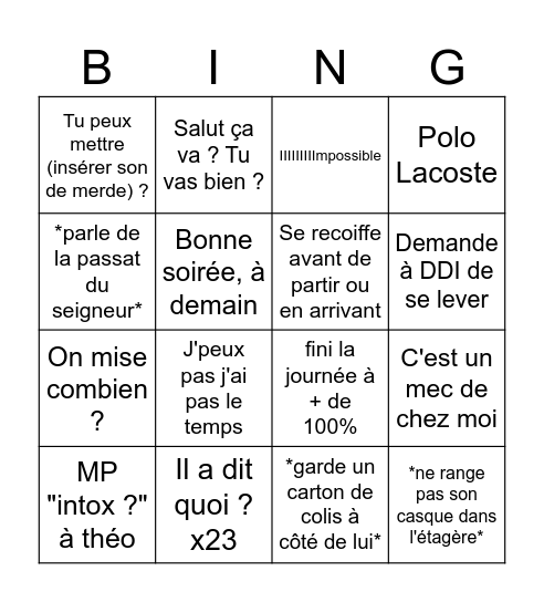 Bingo Alexandre Bingo Card