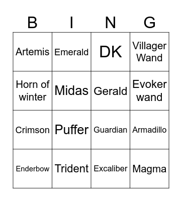 Example Bingo Card