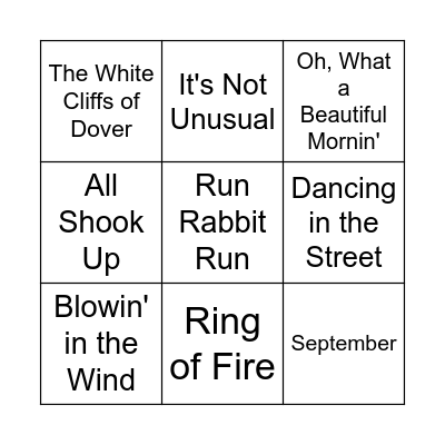 Musical Bingo Card