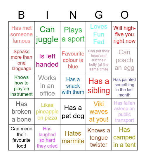 Buddy Bingo! Bingo Card