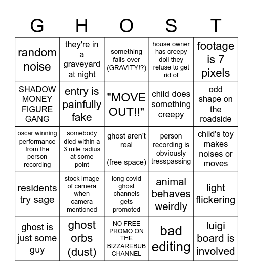 jack manifold ghost card Bingo Card