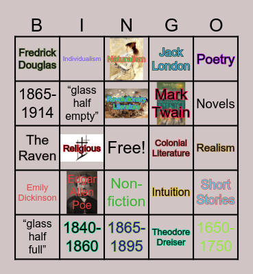 American Literary Movements Bingo Card