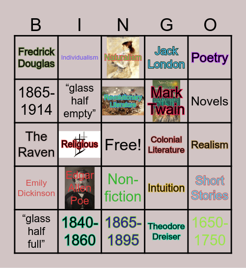 American Literary Movements Bingo Card