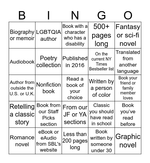 Cozy Up with a Good Book at Saxton B. Little! Bingo Card