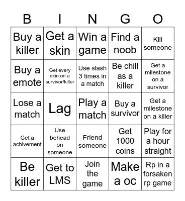 Forsaken bingo Card