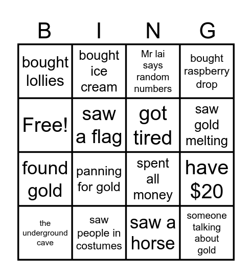 sovereigh hill bingo Card