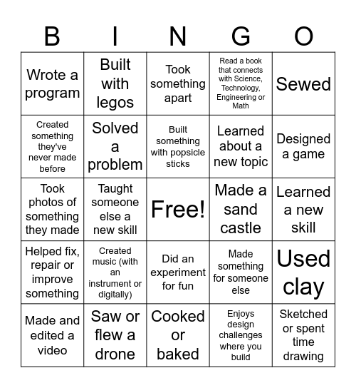Design Tech Bingo Card