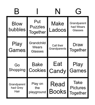 GRANDPARENTS DAY CELEBRATION Bingo Card
