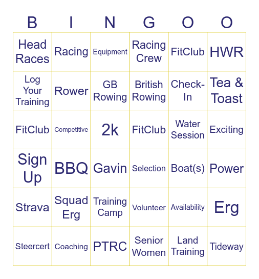 PTRC SW Season Starter Bingo Card