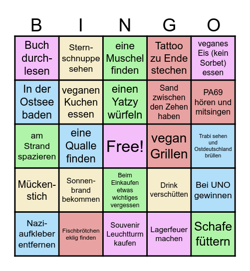 Ostsee-Urlaub-Bingo Card