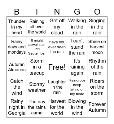All About Autumn Bingo Card