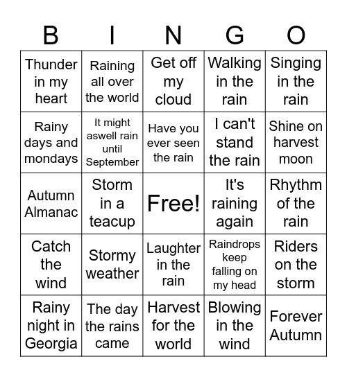 All About Autumn Bingo Card