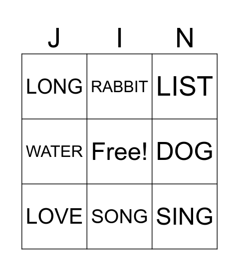 Unti Bingo Card