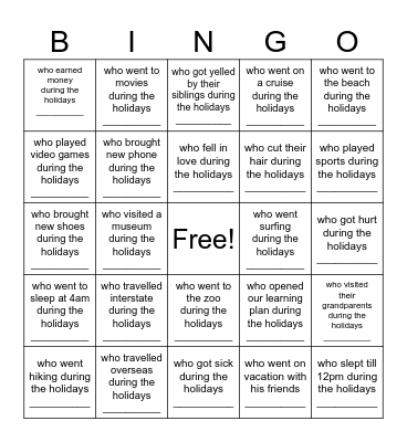 Find Someone... Bingo Card