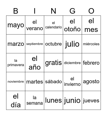 El Calendario Bingo Card