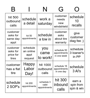 SEPTEMBER Bingo Card