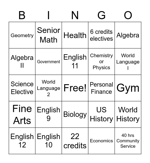 GRADUATE Bingo Card