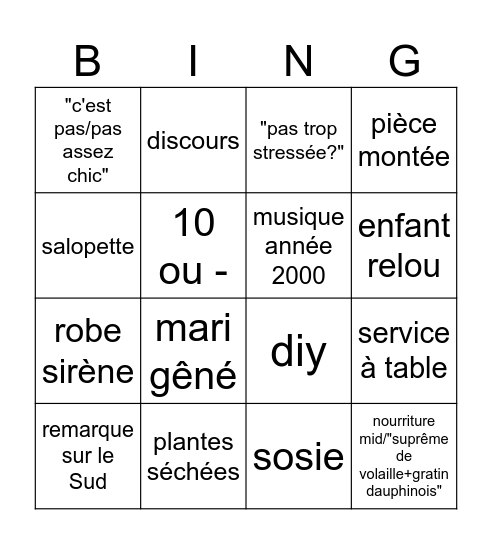 Stéphanie Bingo Card