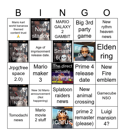 Nintendo direct predictions Bingo Card