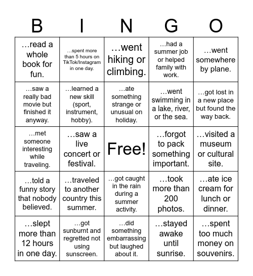 Find someone who... Bingo Card
