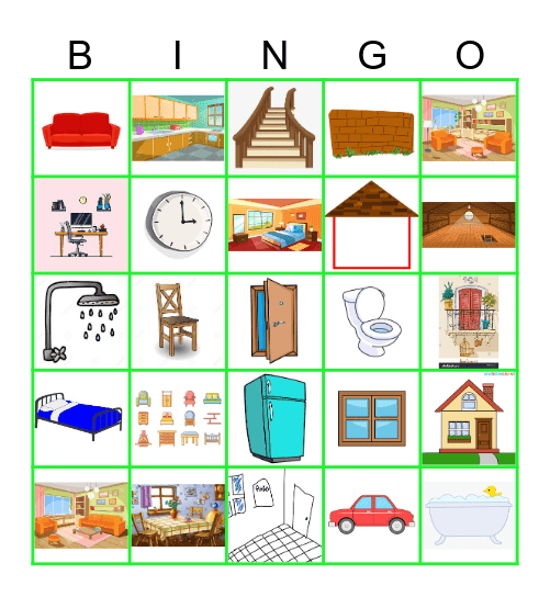 Partes de la casa Bingo Card