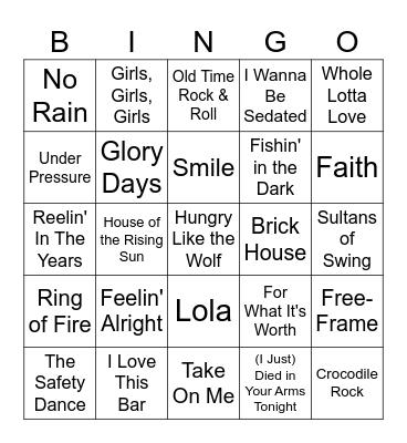 Music Singo #1 Bingo Card