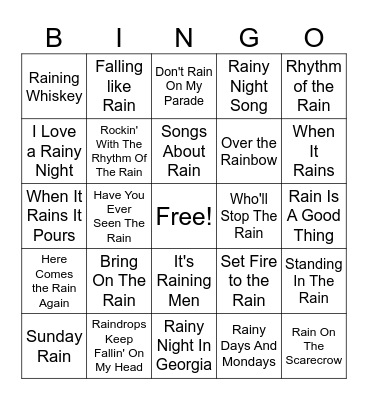Rain Is A Good Thing Bingo Card
