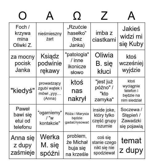 PIERWSZA ODPRAWA Bingo Card