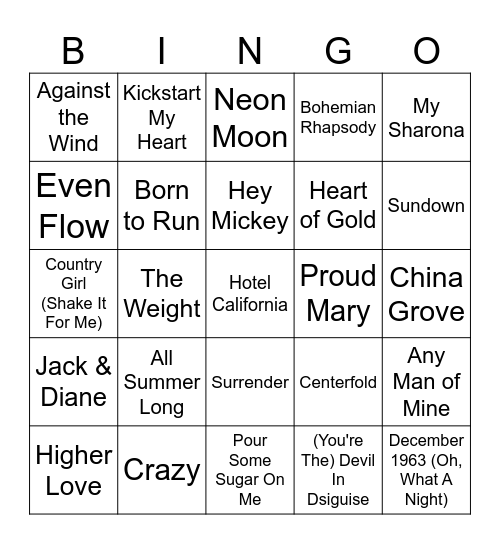 Music Singo #3 Bingo Card