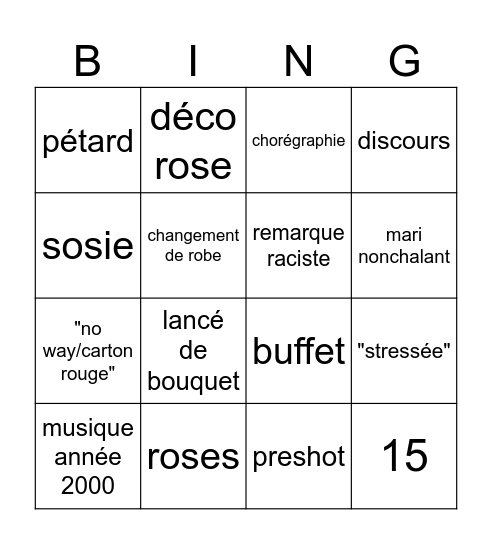 Natacha Bingo Card