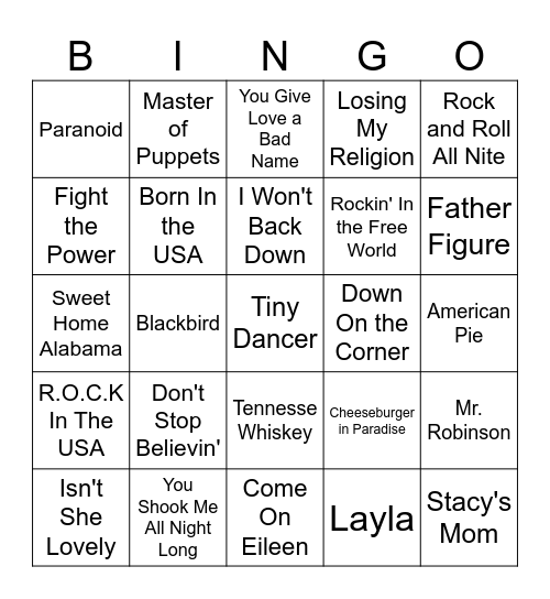 Music Singo #4 Bingo Card