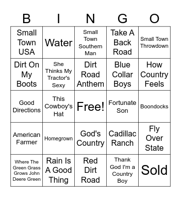 Farmer's Only Bingo Card