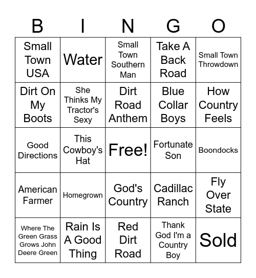 Farmer's Only Bingo Card