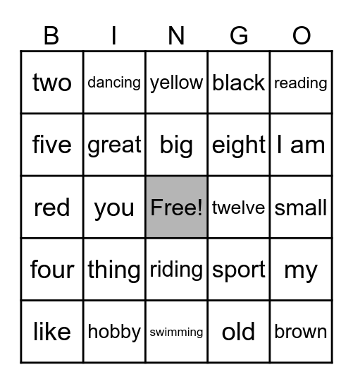 Vokabelbingo Card