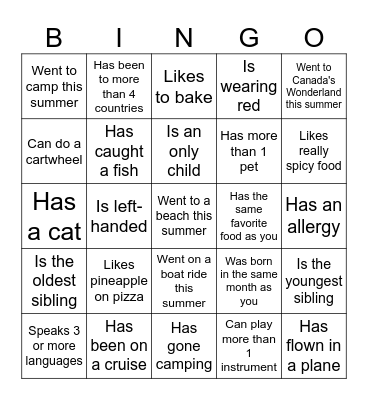 Icebreaker Bingo: Find Someone Who Bingo Card