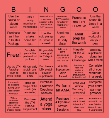 Training Bingo Card