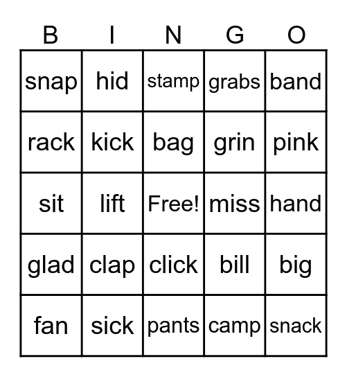3rd Grade- Week 1 Bingo Card