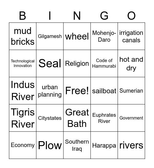 ANCIENT CIVILIZATION Bingo Card