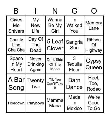 Line Dance Bingo Card