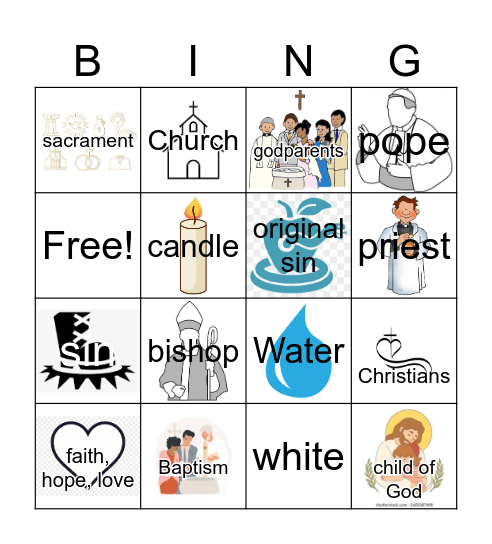 Baptism: Welcome to the Church Bingo Card