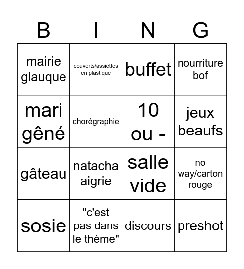 Mylène Bingo Card