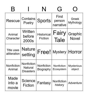 Library Bingo Card