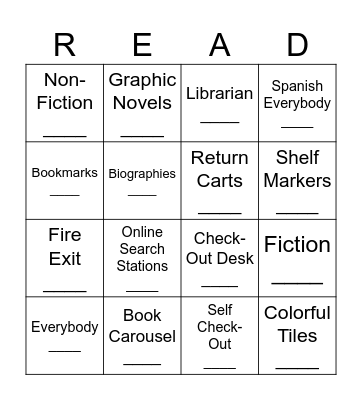 Library Bingo - Cover All Bingo Card